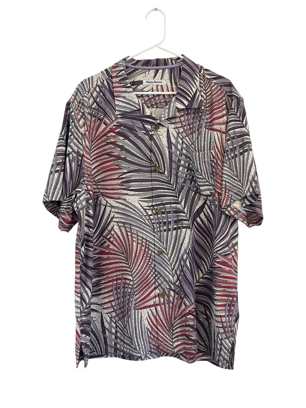 Tommy Bahama Purple Palm Tropic Silk Blend Coolmax Shortsleeve Button Up X-Large